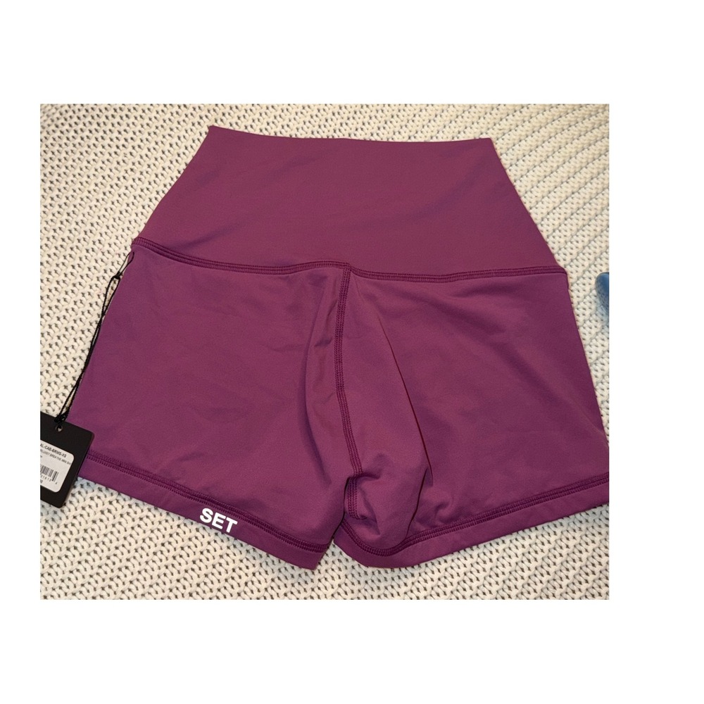 Set Active AirLuxe High Rise Workout Shorts Berry Purple XS NWT